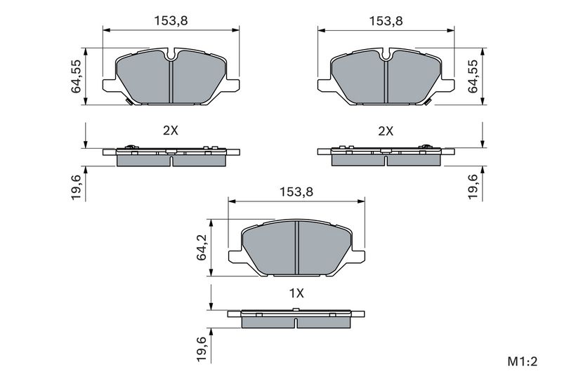 0986460457 BOSCH Kit pastiglie freno, Freno a disco 