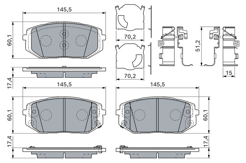 0986460296 BOSCH Kit pastiglie freno, Freno a disco 