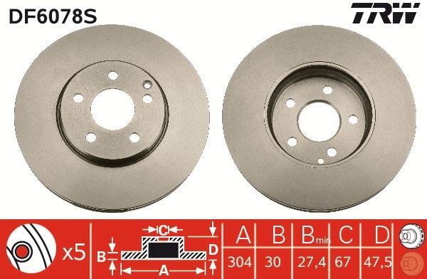 DF6078S TRW Disco freno 