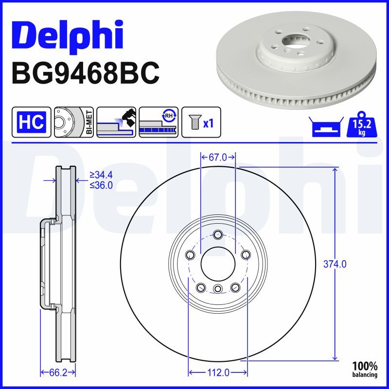 BG9468BC DELPHI Disco freno 