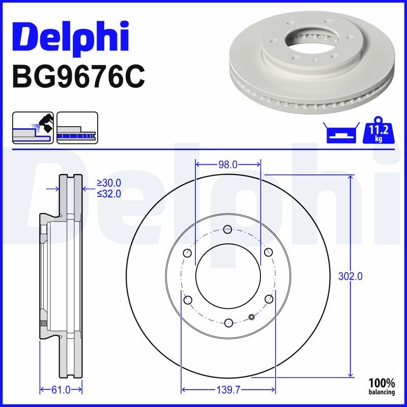BG9676C DELPHI Disco freno 