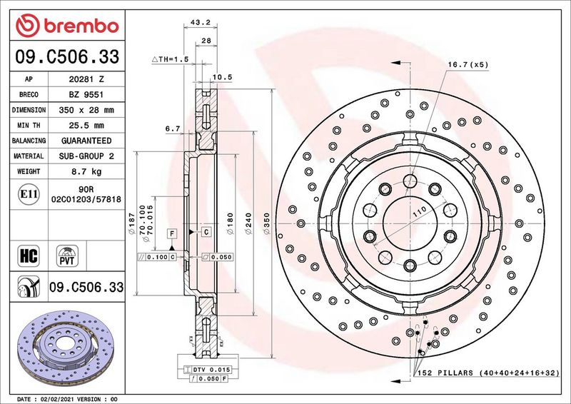 09.C506.33 BREMBO Disco freno 
