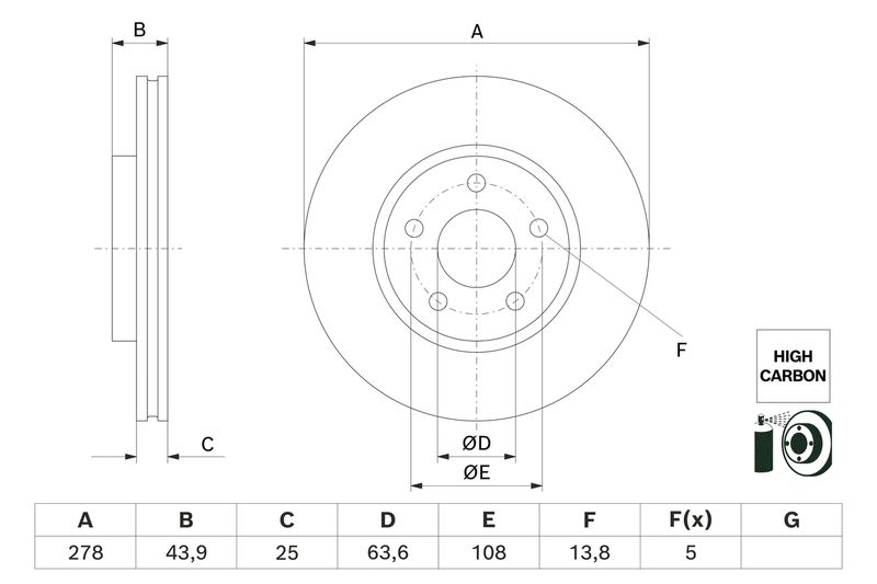 0986479H66 BOSCH Disco freno 