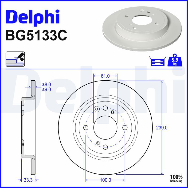 BG5133C DELPHI Disco freno 