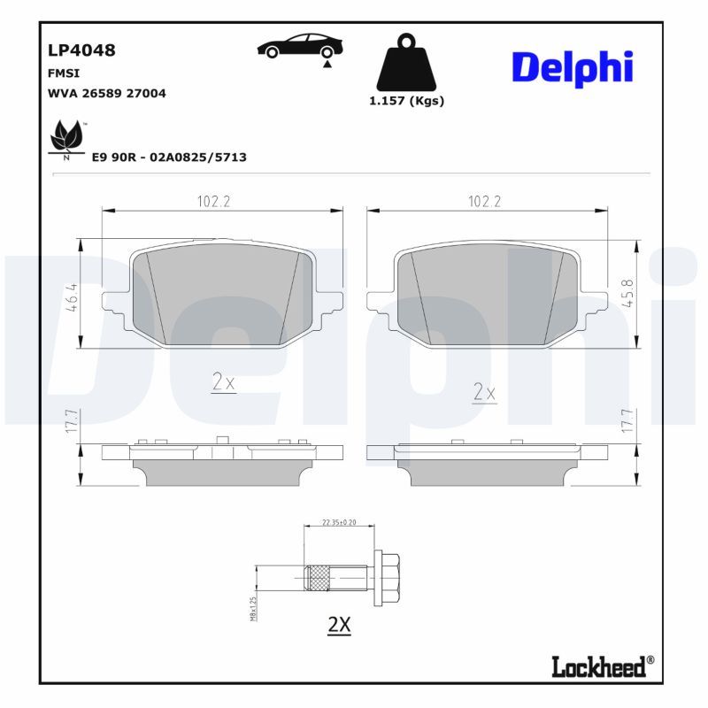 LP4048 DELPHI Kit pastiglie freno, Freno a disco 