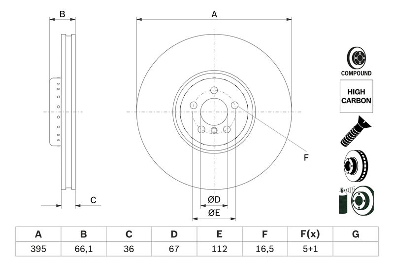 0986479H13 BOSCH Disco freno 