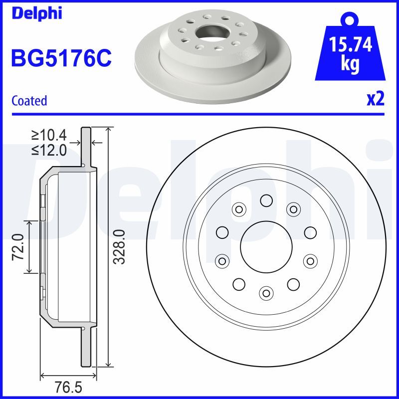 BG5176C DELPHI Disco freno 