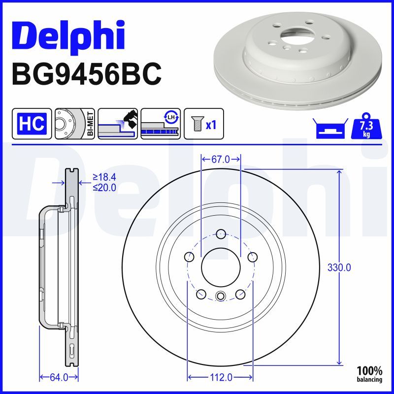 BG9456BC DELPHI Disco freno 