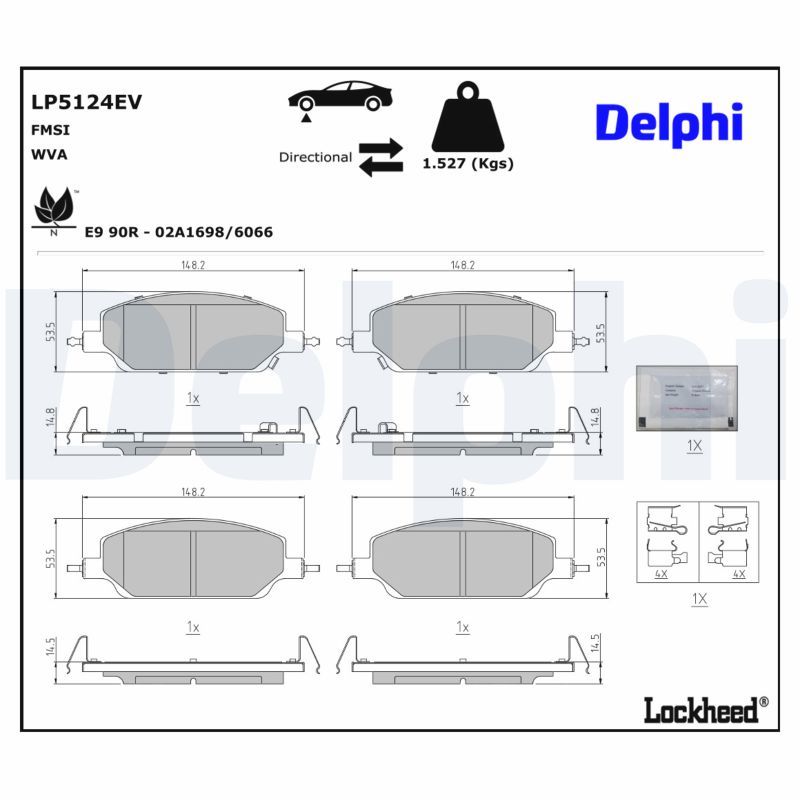 LP5124EV DELPHI Kit pastiglie freno, Freno a disco 