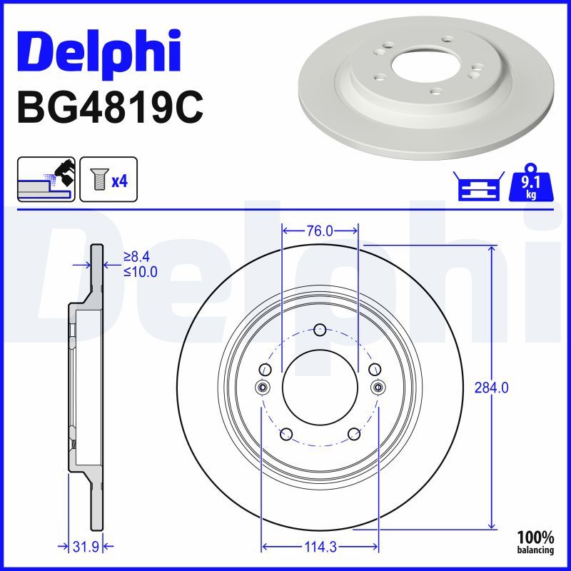 BG4819C DELPHI Disco freno 