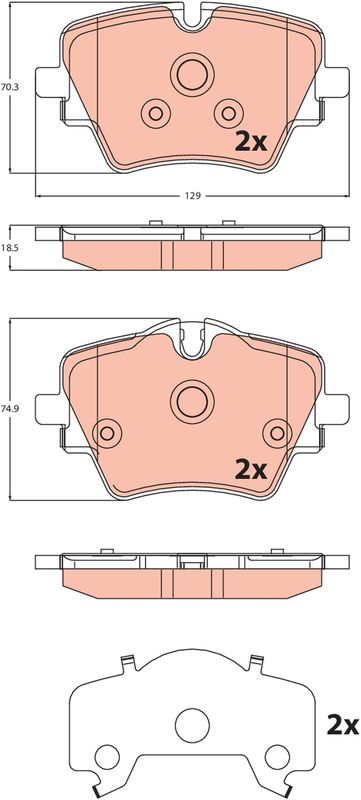 GDB2503 TRW Kit pastiglie freno, Freno a disco 