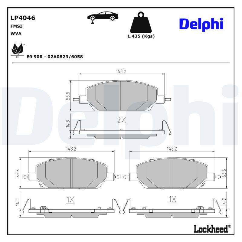 LP4046 DELPHI Kit pastiglie freno, Freno a disco 