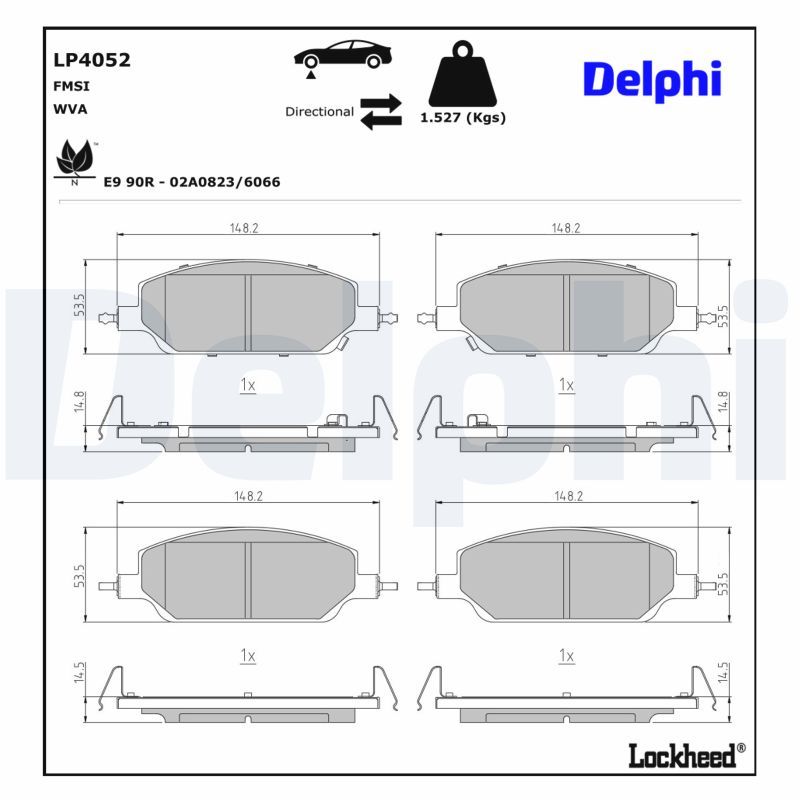 LP4052 DELPHI Kit pastiglie freno, Freno a disco 