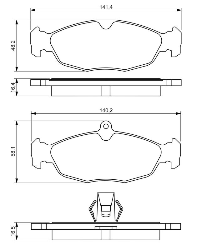 0986494413 BOSCH Kit pastiglie freno, Freno a disco 