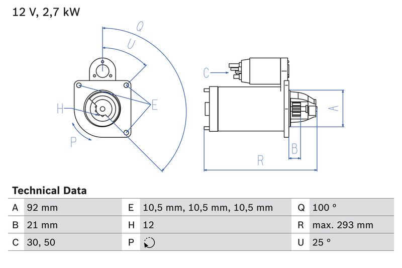 0986010950 BOSCH Motorino d'avviamento 