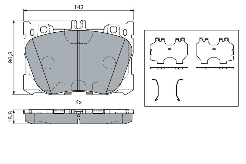 0986424335 BOSCH Kit pastiglie freno, Freno a disco 