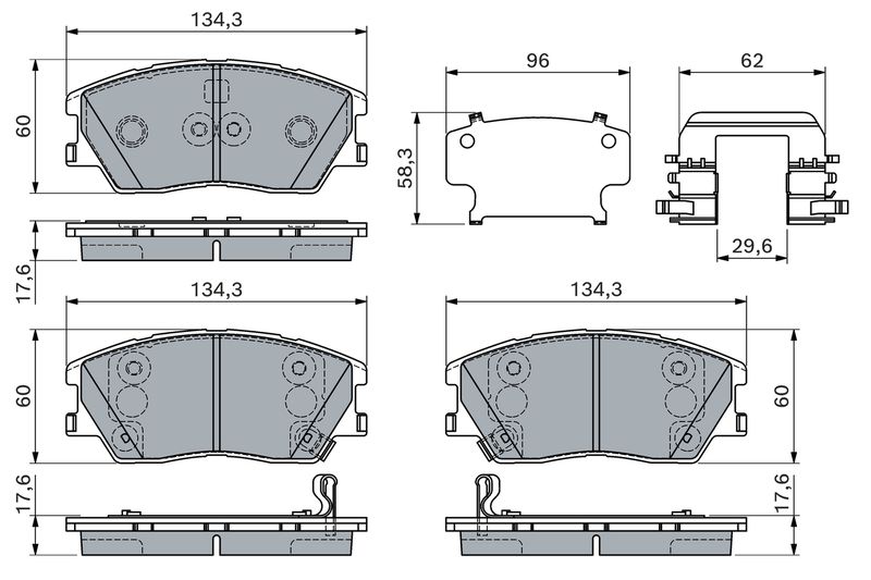 0986460155 BOSCH Kit pastiglie freno, Freno a disco 