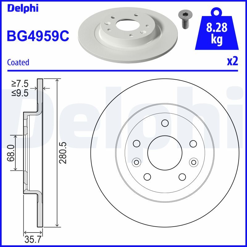 BG4959C DELPHI Disco freno 