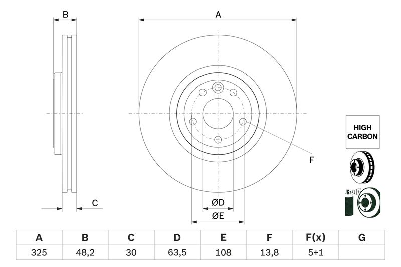 0986479G96 BOSCH Disco freno 