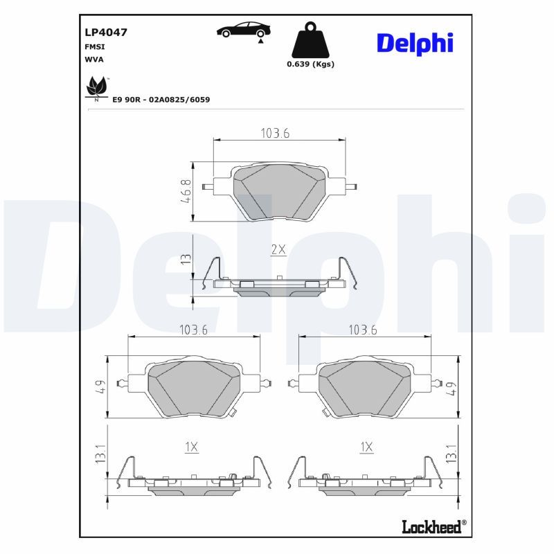 LP4047 DELPHI Kit pastiglie freno, Freno a disco 