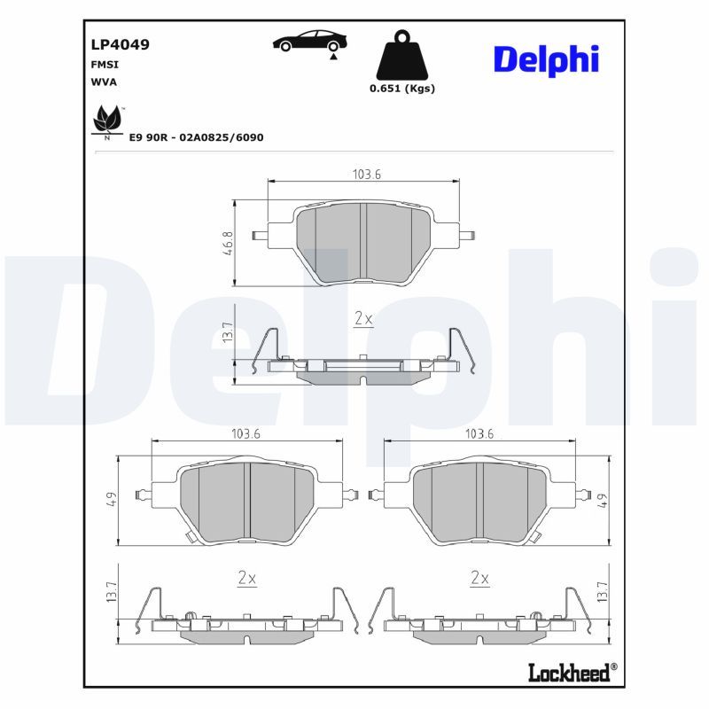 LP4049 DELPHI Kit pastiglie freno, Freno a disco 