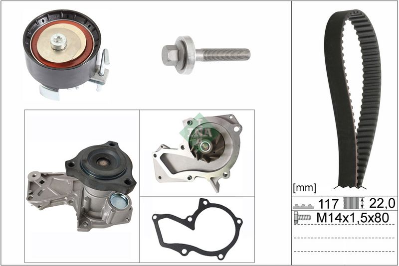 530060531 Schaeffler INA Pompa acqua + Kit cinghie dentate 