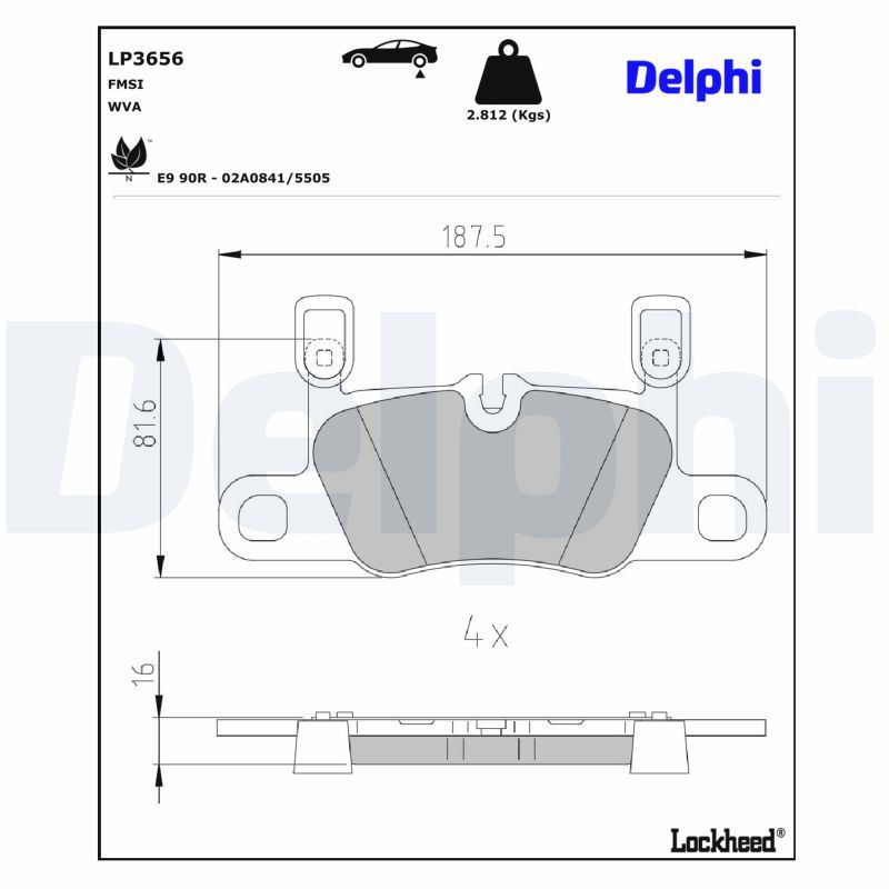 LP3656 DELPHI Kit pastiglie freno, Freno a disco 