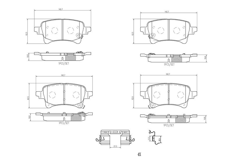 P37029 BREMBO Kit pastiglie freno, Freno a disco 