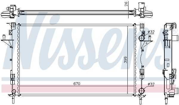 63816A NISSENS Radiatore, Raffreddamento motore 