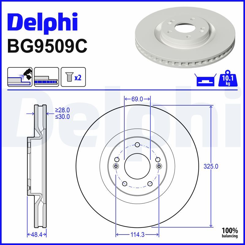 BG9509C DELPHI Disco freno 