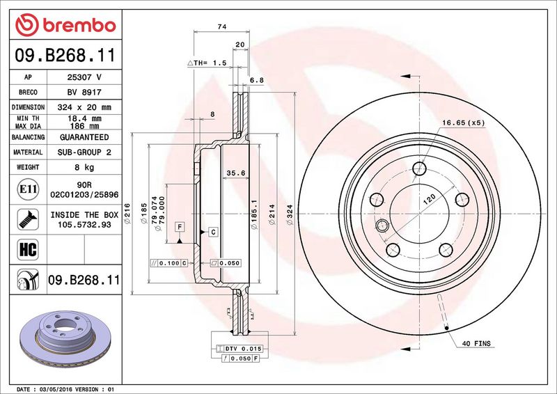 09.B268.11 BREMBO Disco freno 