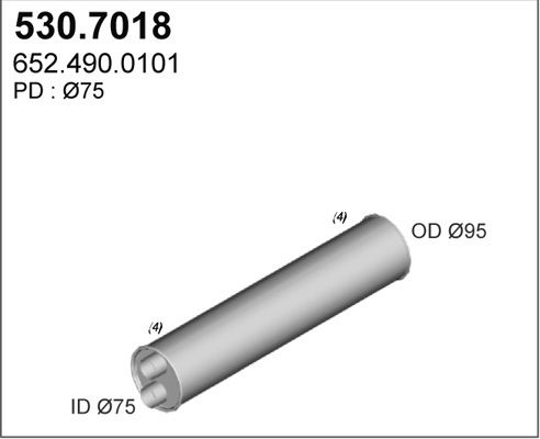 530.7018 ASSO Silenziatore centrale / posteriore 