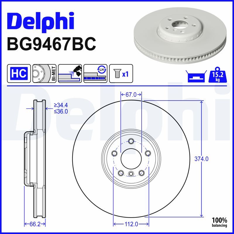 BG9467BC DELPHI Disco freno 
