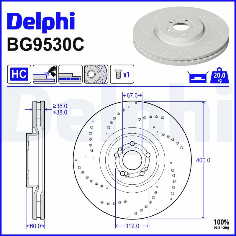BG9530C DELPHI Disco freno 