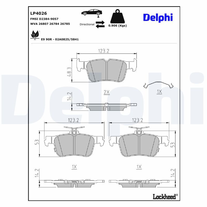 LP4026 DELPHI Kit pastiglie freno, Freno a disco 