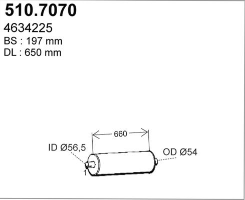 510.7070 ASSO Silenziatore centrale / posteriore 